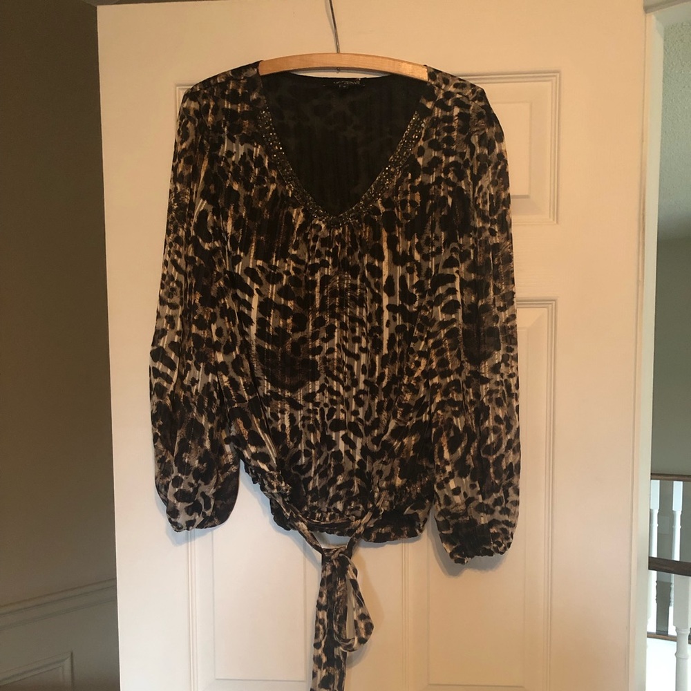 Black and brown animal print blouse